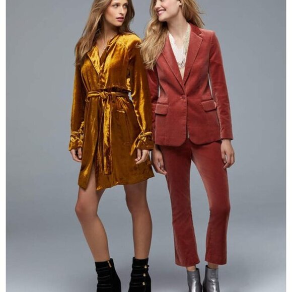 Frame Denim High Waist Velvet O-Ring Zip Flare Pant 0 Spice - Picture 5 of 16